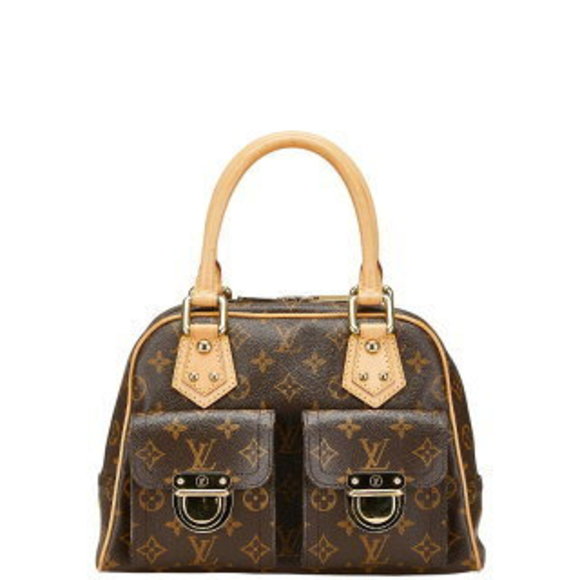 Louis Vuitton Monogram Manhattan PM Handbag Brown Leather s - Picture 1 of 11
